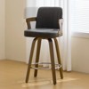Bekrvio 26" Swivel Counter Height Bar Stools Set of 1/2/3/4,Faux Leather Upholstered Bar Chairs with Back & Arm for Kitchen Island,Black - 2 of 4