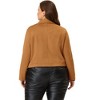 Agnes Orinda Women's Plus Size Winter Suede Cropped Moto Biker Zip Up Faux Suede Jackets - 4 of 4