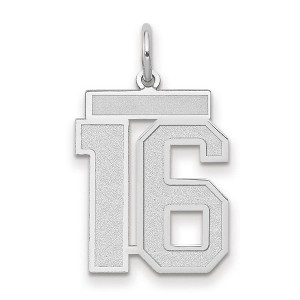 Black Bow Jewelry 14k White Gold, Jersey Collection, Medium Number 16 Pendant - 1 of 3