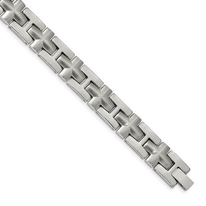 Black Bow Jewelry 13mm Stainless Steel Polished & Brushed Cross Link Bracelet, 8.5 Inch - 1 of 4