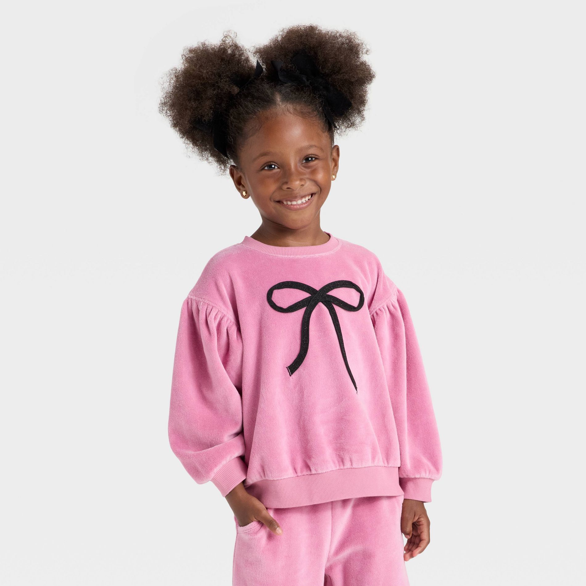Toddler Girls' Velour Sweatshirt - Cat & Jack™ Pink 3T