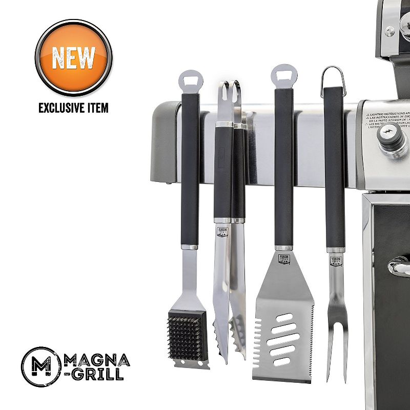 Yukon Glory Magnetic BBQ Grilling Tools Set, Extra Heavy Duty Stainless Steel with Powerful Embedded Magnets Allows Convenient Placement, 2 of 7