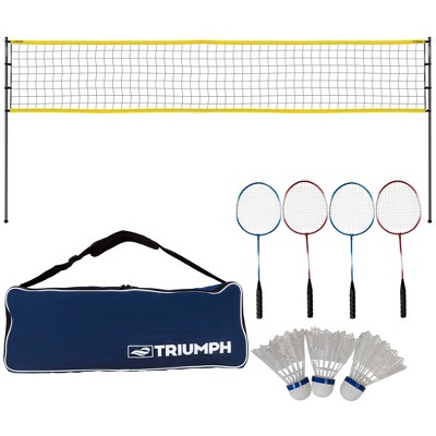 Zume Games Portable Badminton Set With 4 Rackets And Shuttlecocks Net for sale online 
