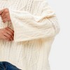 Knit & Lounge Women’s Open Knit Long Sleeve Crewneck Sweater Lightweight Cable Textured Soft Pullover Relaxed Fit - 2 of 4