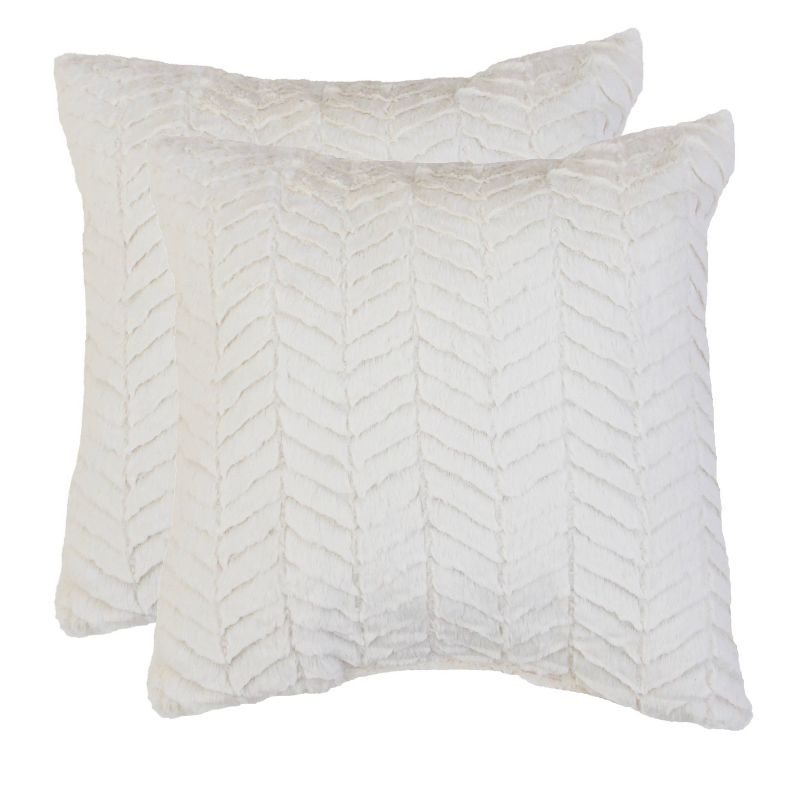 2pk Egret Aiden Chevron Throw Pillows and Throw Blanket White - Decor Therapy, 1 of 10