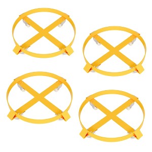 Drum Dolly Heavy Duty - 4pcs Set, 55 Gallon Trash Can/Barrel Dolly 1000 LBS Capacity, Steel Frame with Swivel Casters, Non-Tipping Design - 1 of 4