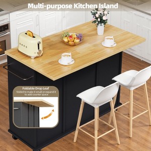 Celebalcony Rolling Kitchen Island Cart With Butcher Block Top – Portable Workstation With Storage Shelves & Locking Wheels - 1 of 3