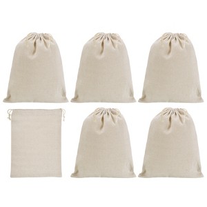 Unique Bargains Cotton Linen Bank Coin Change Bag with Drawstring 6 Pcs - 1 of 4