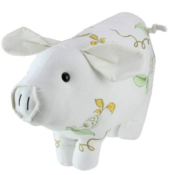 Northlight 13.25" White, Soft Green and Yellow Floral Pig Spring Tabletop Decoration