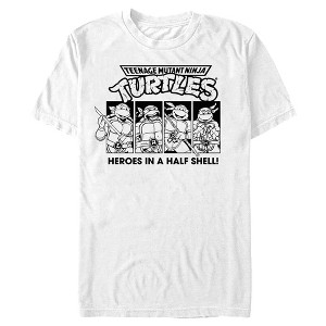 Men's Teenage Mutant Ninja Turtles Heroes in a Half Shell Black and White Panels T-Shirt - 1 of 4