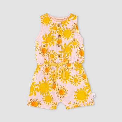 Image of Burt's Bees Baby® Baby Girls' Organic Cotton 'Here Comes The Sun' Romper - Light Pink 6-9M