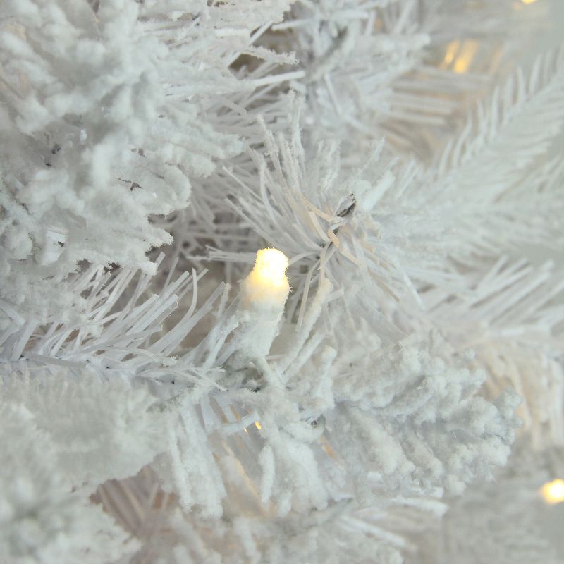 Northlight Pre-Lit Medium Flocked Pine Artificial Christmas Tree - 6.5' - Warm White LED Lights, 3 of 4