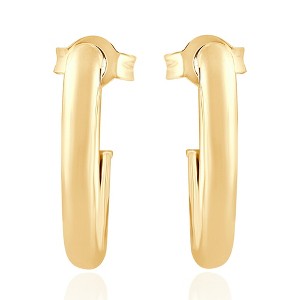 Pompeii3 14k Yellow Gold 3mm Small Women's Hoop Earrings .5"  Tall 1 grams - 1 of 4