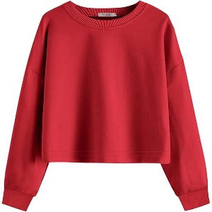 Arshiner Girls Crop Tops Kids Long Sleeve Pullover Sweatshirts Girls Cropped Crewneck Sweatshirt - 1 of 4