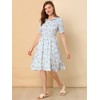 INSPIRE CHIC Women's Vintage Floral Peter Pan Collar High Waist Puff Sleeve A-line Midi Dress - 3 of 4