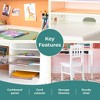 Guidecraft Kids Media Desk and Chair Set: Kids Desk and Chair, Girls Study Desk with Hutch and Storage Shelf, Wood Bedroom Furniture Set - 4 of 4