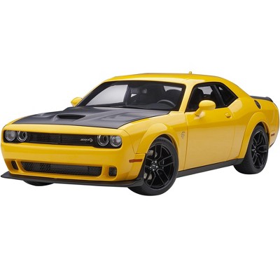 Dodge Challenger SRT Hellcat Widebody Yellow Jacket with Satin Black Hood  1/18 Model Car by Autoart