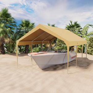 10x20FT Heavy Duty Carport Canopy with Sturdy Frame, Portable Waterproof and UV-Resistant Garage Shelter - 1 of 4