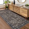 Washable Rug Boho Abstract Hallway Runners Vintage Distressed Floral Soft Low Pile Floor Carpet for Living Room - 2 of 4