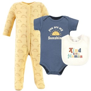 Hudson Baby Cotton Sleep and Play, Bodysuit and Bandana Bib Set, Kind Human - 1 of 4