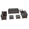 Sonkuki 7 Pieces PE Rattan Furniture Set with Side Table, Patio Chair with Cushion, Ottomans for Lawn, Light Gray - 2 of 4