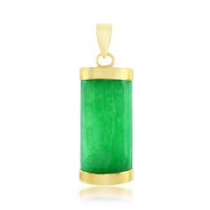 Classic Gold 14K Yellow Gold, Jade Rectangle Pendant - 1 of 2