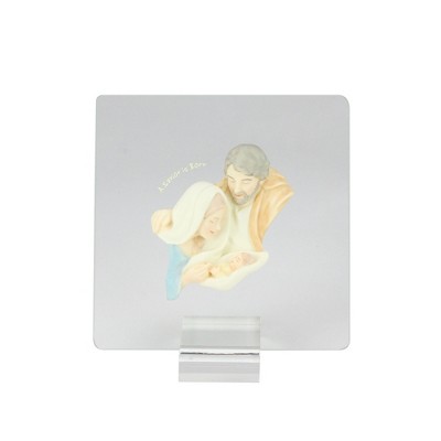 Roman 6.5" Gray and Beige Holy Family Christmas Nativity Plaque