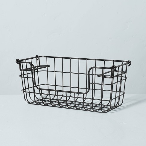 4-Tier Black Metal Wire Stackable Storage Baskets with Wheels, Rolling –  MyGift