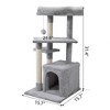 Kumasinova 2-Tier Cat Tower with Scratching Post,Modern Cat Tree with Cat House&Perch,Compact Cat Tree Tower for Indoor Cats,Light Gray - 2 of 4