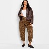 Women's Mid-Rise Barrel Leg Jeans - Future Collective Brown Leopard Print - 3 of 3