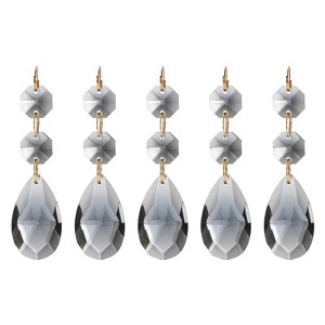 Unique Bargains Crystal Shiny Teardrop Octagonal Bead Pendants 5 Pcs - 1 of 4