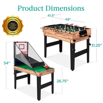 Natural 13-in-1 Combo Game Table with Foosball and Ping Pong