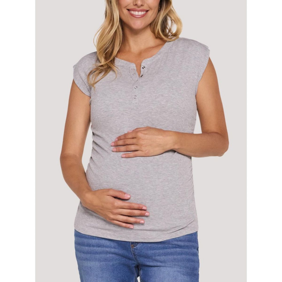 Women's Ruched Henley Muscle Tee | Motherhood Maternity - thumbnail 9