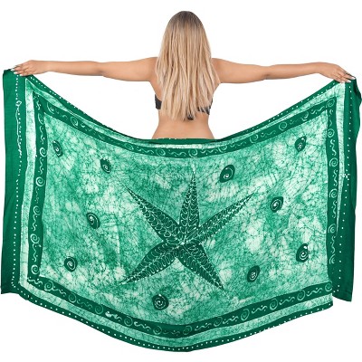 LA LEELA Women's Swimwear Bathing Suit Holiday Sarong Wrap Cover up Beachwear Pareo Swimsuit Wraps One Size Green, Abstract