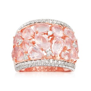Ross-Simons 5.95 ct. t.w. Rose Quartz Dome Ring With Diamonds in Rose Sterling Silver - 1 of 4