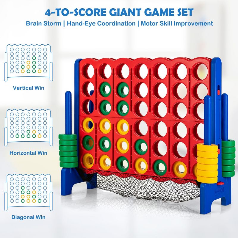 Costway 4-to-Score Giant Game Set 4-in-a-Row Connect Game W/Net Storage for Kids & Adult, 5 of 11