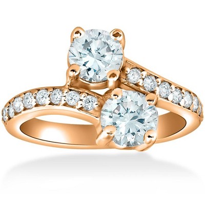 Pompeii3 1 1/2 cttw Forever Us 2-Stone Diamond Engagement Forever Us Ring 14k Rose Gold