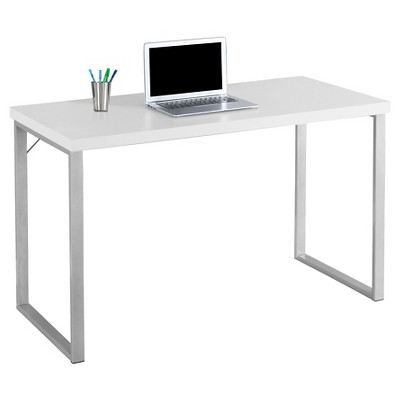 White and silver store computer desk