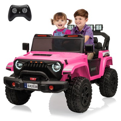 24V Kids Ride On Car with Remote Control, 2 Seater Electric Toys for Big Kids with 20" Wide Seat, 4WD Power Truck Wheels