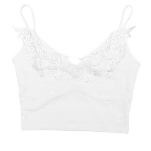 Allegra K Women's Crochet Lace Knit Spaghetti Strap Y2k Tank Crop Cami Top - 1 of 4