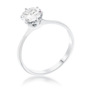 Slickblue Classic Solitaire Round CZ Engagement Ring, Rhodium-Plated, 1 Ct., 2 Ct., or 3.5 Ct., Sizes 5-10 - 1 of 1