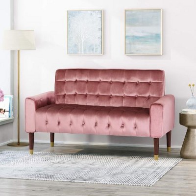 51.75” Upholstered Sofa Couch, 2 Seater Couch, Living Room Furniture Sofa, With Armrest, Button-Tufted, Modern Velvet Sofa