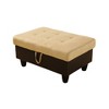 DOMETOUR Brown Lint Fabric & PVC Storage Ottoman-Upholstered Footrest Bench with Hidden Compartment for Living Room, Bedroom, or Entryway - 4 of 4