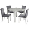 FONTOI 5-Piece Square Wooden Dining Table Set with Upholstered Chairs and Crystal Decoration for Kitchen and Dining Room, Silver grey, 34.5"*34.5"*30" - 4 of 4