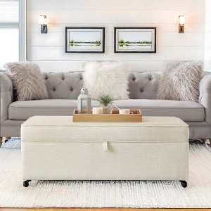 NicBex Modern 45" Linen Fabric Storage Bench with Wheels for Bedroom and Living Room - 1 of 4