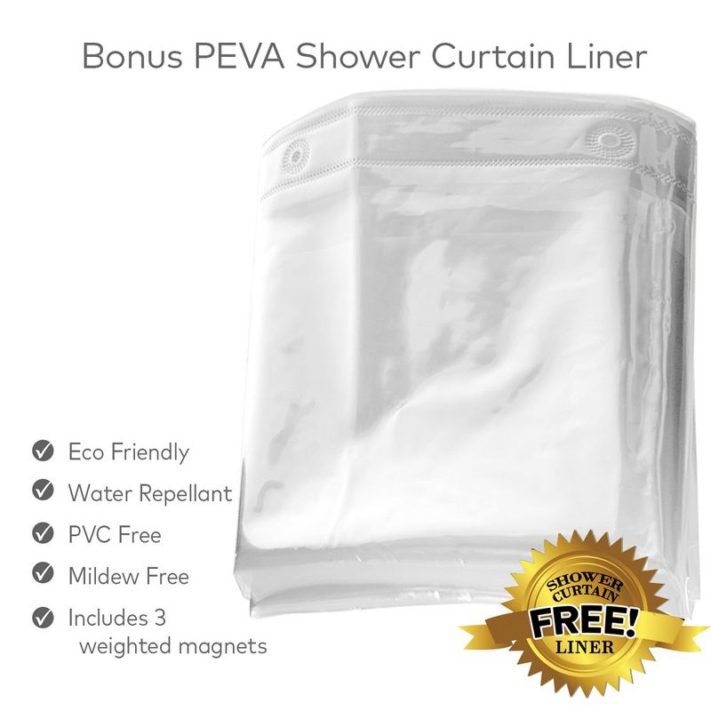 Creative Scents White Waffle Shower Curtain with Line, 3 of 8