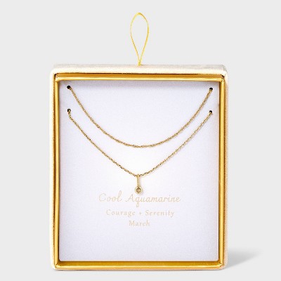 14K Gold Dipped Genuine Stone Pendant Necklace - A New Day™