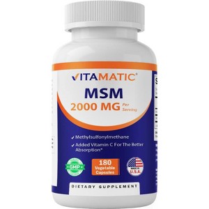 MSM 2000 mg with Vitamin C 75mg - 180 Veg Capsules - 1 of 4
