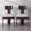 Set of 2 Modern Upholstered Armless Dining Chairs with Fabric Seat and Brown Wood Legs,Mid-Century Accent Side Chairs-The Pop Home - 2 of 4