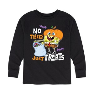 Boys' - SpongeBob SquarePants - No Tricks Just Treats Long Sleeve Graphic T-Shirt - 1 of 4